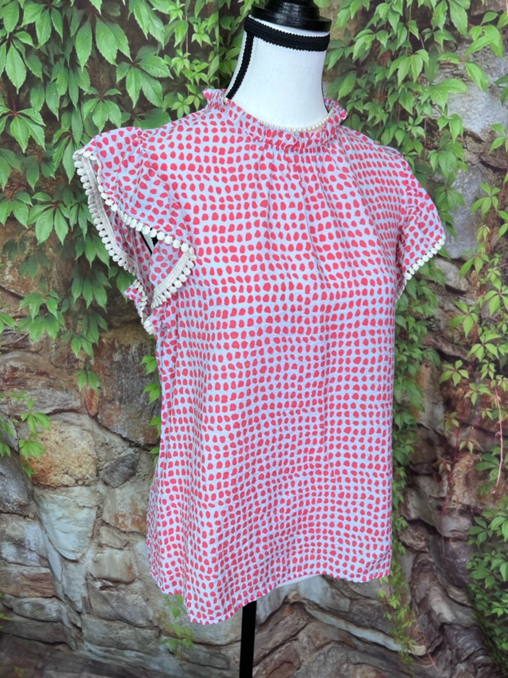 THML Powder Blue and Pink Ruffled Blouse, S - Picture 10 of 12